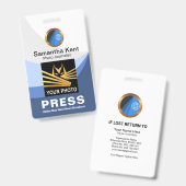 Blauwe Getijdegolf Kromming Pers Foto Sjabloon Badge (Voor- en achterkant)