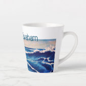 Blauwe Getijdengolven Aangepaste naam Latte Mok (Rechts)