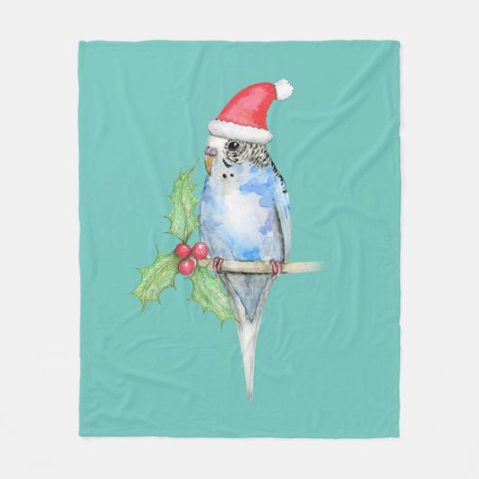 Blauwe gevlekte kerststijl fleece deken (Voorkant)
