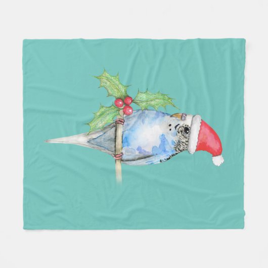 Blauwe gevlekte kerststijl fleece deken (Voorkant (Horizontaal))