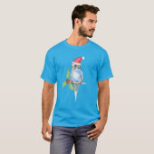 Blauwe gevlekte kerststijl t-shirt (Voorkant volledig)