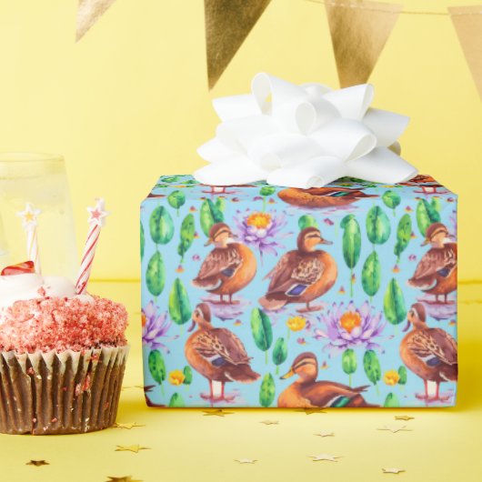 Blauwe gevleugelde Blauwgroen eenden in een moeras Cadeaupapier (Verjaardagsfeest)