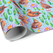 Blauwe gevleugelde Blauwgroen eenden in een moeras Cadeaupapier (Rol Hoek)