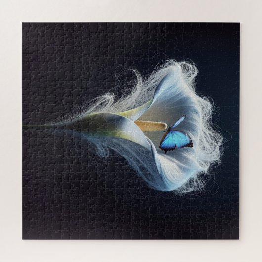 Blauwe gewone morfovlinder in Lily Legpuzzel (Horizontaal)