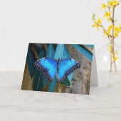 Blauwe gewone Morpho vlinder Kaart (Gele Bloem)