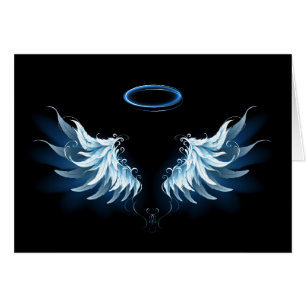 Blauwe Ggloed Angel Wings op zwarte achtergrond