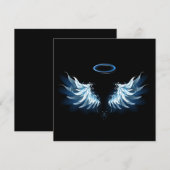 Blauwe Ggloed Angel Wings op zwarte achtergrond Aankondiging (Voorkant / Achterkant)