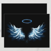 Blauwe Ggloed Angel Wings op zwarte achtergrond Aankondiging (Voorkant / Achterkant)