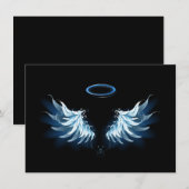 Blauwe Ggloed Angel Wings op zwarte achtergrond Aankondiging (Voorkant / Achterkant)