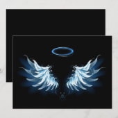 Blauwe Ggloed Angel Wings op zwarte achtergrond Aankondiging (Voorkant / Achterkant)