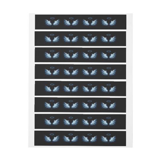 Blauwe Ggloed Angel Wings op zwarte achtergrond Adreslabel Wikkel (Vel)