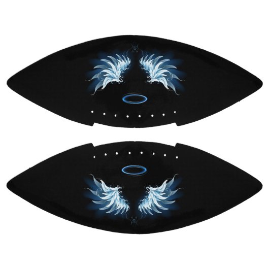 Blauwe Ggloed Angel Wings op zwarte achtergrond American Football (Panelen)