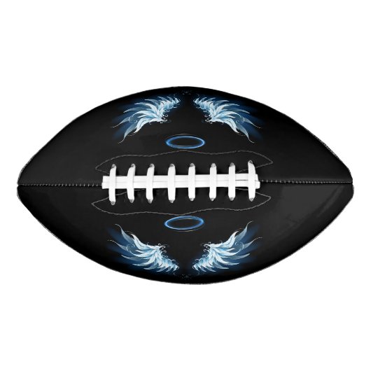 Blauwe Ggloed Angel Wings op zwarte achtergrond American Football (Voorkant)