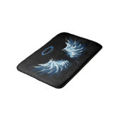 Blauwe Ggloed Angel Wings op zwarte achtergrond Badmat (Gekanteld)