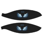 Blauwe Ggloed Angel Wings op zwarte achtergrond Basketbal (Panelen)