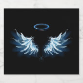 Blauwe Ggloed Angel Wings op zwarte achtergrond Bier Etiket (Enkel label)