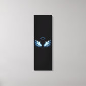 Blauwe Ggloed Angel Wings op zwarte achtergrond Canvas Afdruk (Voorkant)