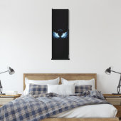 Blauwe Ggloed Angel Wings op zwarte achtergrond Canvas Afdruk (Insitu (Slaapkamer))
