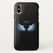 Blauwe Ggloed Angel Wings op zwarte achtergrond Case-Mate iPhone Case (Achterkant)