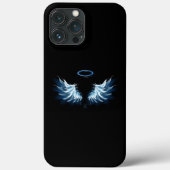 Blauwe Ggloed Angel Wings op zwarte achtergrond Case-Mate iPhone Case (Achterkant)