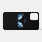 Blauwe Ggloed Angel Wings op zwarte achtergrond Case-Mate iPhone Case (Achterkant (horizontaal))