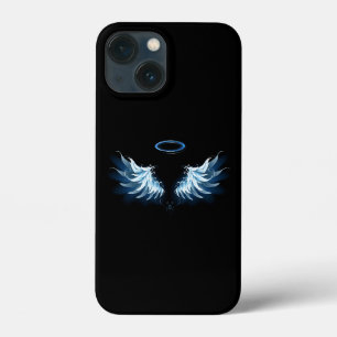 Blauwe Ggloed Angel Wings op zwarte achtergrond Case-Mate iPhone Case