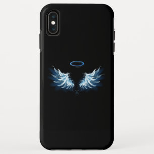 Blauwe Ggloed Angel Wings op zwarte achtergrond Case-Mate iPhone Case