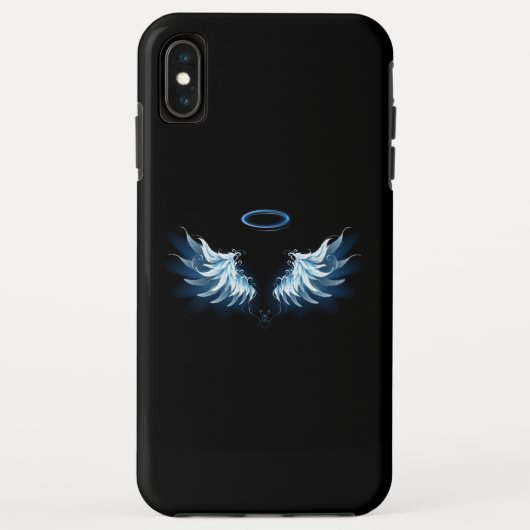 Blauwe Ggloed Angel Wings op zwarte achtergrond Case-Mate iPhone Case (Achterkant)