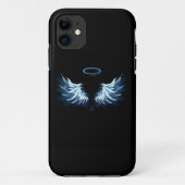 Blauwe Ggloed Angel Wings op zwarte achtergrond Case-Mate iPhone Case (Achterkant)