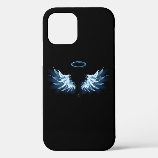 Blauwe Ggloed Angel Wings op zwarte achtergrond Case-Mate iPhone Case (Achterkant)