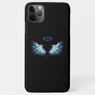Blauwe Ggloed Angel Wings op zwarte achtergrond Case-Mate iPhone Case