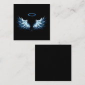 Blauwe Ggloed Angel Wings op zwarte achtergrond Contactkaartje (Voorkant / Achterkant)