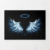 Blauwe Ggloed Angel Wings op zwarte achtergrond Drieluik Programma (Cover)