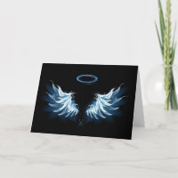 Blauwe Ggloed Angel Wings op zwarte achtergrond