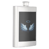 Blauwe Ggloed Angel Wings op zwarte achtergrond Flacon (Rechts)