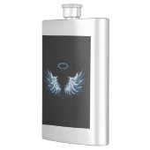 Blauwe Ggloed Angel Wings op zwarte achtergrond Flacon (Links)