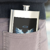 Blauwe Ggloed Angel Wings op zwarte achtergrond Flacon (Voorbeeld)