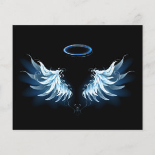 Blauwe Ggloed Angel Wings op zwarte achtergrond Flyer