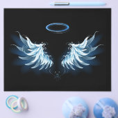 Blauwe Ggloed Angel Wings op zwarte achtergrond Flyer (Enkel)