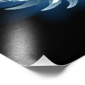 Blauwe Ggloed Angel Wings op zwarte achtergrond Foto Afdruk (Hoek)