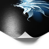 Blauwe Ggloed Angel Wings op zwarte achtergrond Foto Afdruk (Hoek)