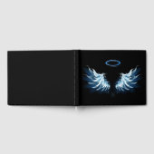 Blauwe Ggloed Angel Wings op zwarte achtergrond Gastenboek (Volledig)