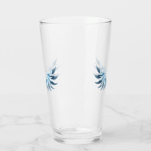 Blauwe Ggloed Angel Wings op zwarte achtergrond Glas (Links)