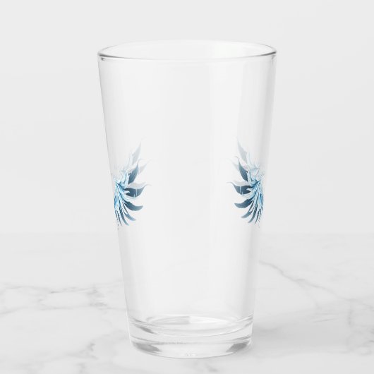 Blauwe Ggloed Angel Wings op zwarte achtergrond Glas (Rechts)