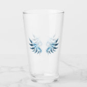 Blauwe Ggloed Angel Wings op zwarte achtergrond Glas (Voorkant)