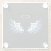 Blauwe Ggloed Angel Wings op zwarte achtergrond Glazen Onderzetter (Achterkant)