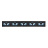 Blauwe Ggloed Angel Wings op zwarte achtergrond Grosgrain Lint (Voorkant)