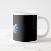 Blauwe Ggloed Angel Wings op zwarte achtergrond Grote Koffiekop (Rechts)