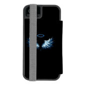 Blauwe Ggloed Angel Wings op zwarte achtergrond Incipio iPhone Portemonnee Hoesje (Agenda Achterkant)