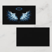 Blauwe Ggloed Angel Wings op zwarte achtergrond Informatiekaartje (Voorkant / Achterkant)